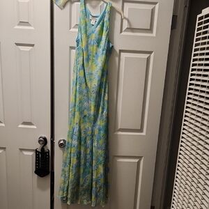 Floral Maxi Dress in Blue and Yellow